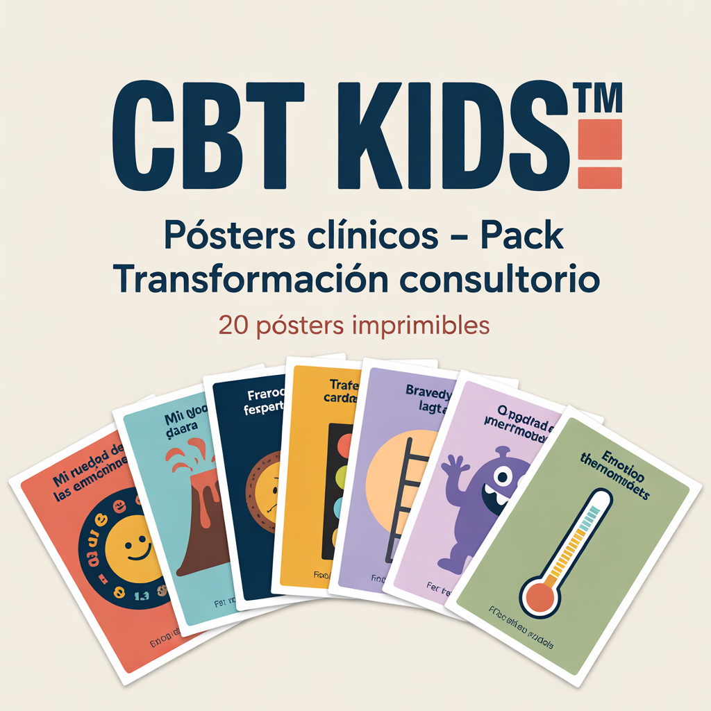 CBT Kids™ Pósters Clínicos | Pack Transformación Consultorio · 20 Pósters Imprimibles